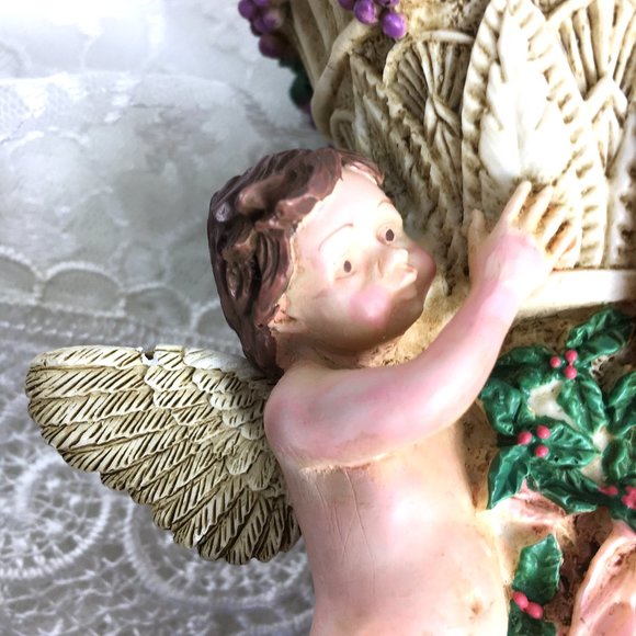Cupids Angels Resin Romantic Candle Stick Holder Vtg - Picture 9 of 15